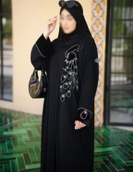 تصویر مانتو عبایی جواهر دوزی مدل طاووس 