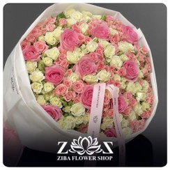 تصویر دسته گل ترکیبی رز مینیاتوری و شاخه‌ای 