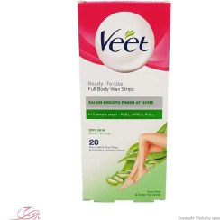 تصویر نوار موبر ورقه ای بدن ویت مخصوص پوست خشک بسته 20 عددی Veet Body & Leg Wax Strips for Dry Skin 20 pcs