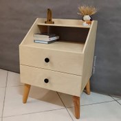 تصویر پاتختی دو کشو تمام چوب 