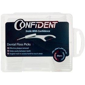 تصویر نخ دندان و خلال دندان کمانی دوگانه کانفیدنت Dental Floss Picks