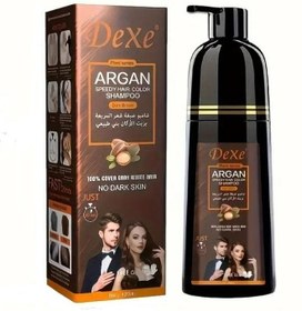 تصویر شامپو رنگ موی آرگان اسپیدی قهوه‌ای تیره ۴۲۰ میلی‌لیتر برند dexe Argan Speedy Hair Color Shampoo Dark Brown 420 ML