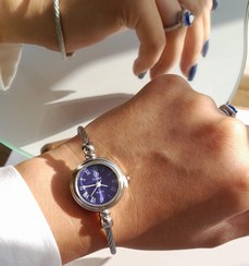 تصویر ساعت بنگلی کوارتر تمام استیل رنگ ثابت - آبی کاربنی 