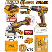 تصویر ست دریل و مینی فرز شارژی اینکو مدل COSLI241298 با باتری ۲۰ ولت 