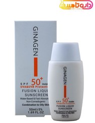 تصویر کرم ضد آفتاب ژیناژن بی رنگ مناسب پوست چرب SPF50 Ginagen sunscreen invisible full coverage for oily skin SPF50 cream 50ml