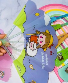 تصویر بادبزن جمع شو دختر کیوت رنگی 