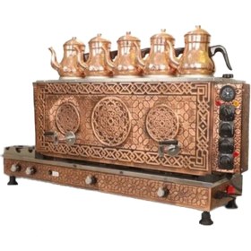 تصویر چای ساز صنعتی پنج قوری گازی و برقی مراکشی Selale Dem 65 litr tea maker