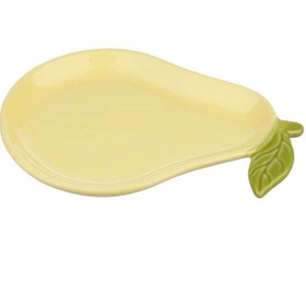 تصویر ظرف سرو سرامیکی بنیکو مدل گلابی تخت - زرد Beniko Ceramic Serving Plate Pear Flat Model