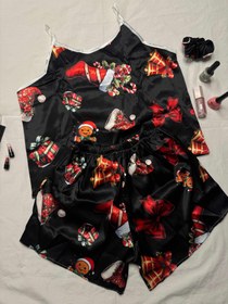 تصویر تاپ و شورتک راحتی ساتن - ست 