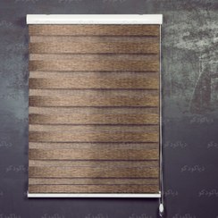 تصویر پرده زبرا طرح چوب رنگ قهوه ای کد SND-07 