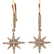 تصویر گوشواره نقره زنانه طرح نورا عیار۹۲۵ با سنگهای زیرکونیا - طلایی(زرد) Silver earring