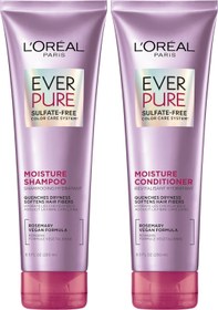 تصویر شامپو و نرم کننده بدون سولفات مرطوب کننده L'Oréal Paris EverPure برای موهای رنگ شده - ارسال 20 روز کاری L’Oréal Paris EverPure Moisture Sulfate Free Shampoo and Conditioner for Color-Treated Hair, 8.5 Ounce (Set of 2)