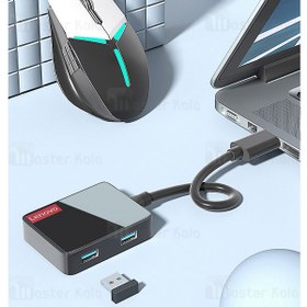 تصویر هاب 4 پورت لنوو Lenovo LP0803 4 in 1 USB HUB Adapter 3USB3.0 1RJ45 new - مشکی 