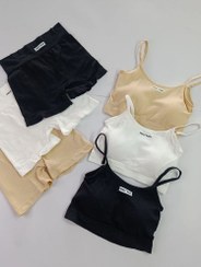 تصویر ست نیمتنه کاپدار و شورتک کوتاه کبریتی ورزشی Sweet Baby 