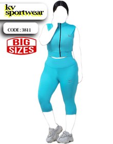 تصویر ست کراپ شلوارک سایز بزرگ ورزشی زنانه NIKE کد 008 NIKE womens big size sports crop and shorts set code 008