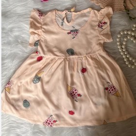 تصویر پیراهن ساحلی دخترانه رنگ های صورتی و لیمویی مناسب 3 ماه تا 3 سال - لیمویی روشن / 110 