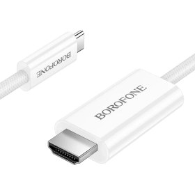 تصویر کابل تایپ سی به HDTV 4k برند بروفون مدل DH10 Borofone DH10 to HDTV high-definition same screen cable, new woven Type-C adapter cable