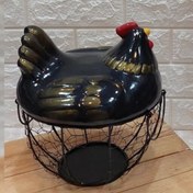 تصویر جا تخم مرغی فلزی طرح مرغ صورتی مشکی سایز بزرگ باکیفیت 