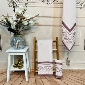 تصویر روسری کرم قهوه ای شیک 