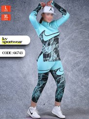 تصویر ست مانتو شلوار نیم زیپ فینگردار ورزشی زنانه NIKE کد 001 NIKE womens sport half zip pants set with fingering code 001