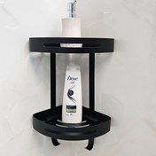 تصویر قفسه حمام کنج دو طبقه استیل 