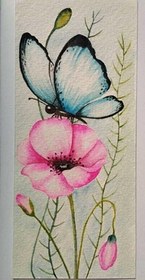 تصویر کارت پستال طرح گل و پروانه 