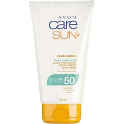 تصویر لوسیون ضد آفتاب صورت و بدن آون مدل Avon Care Sun Pure And Sensitive Face And Body Sun Lotion SPF50 حجم 150 میلی لیتر 