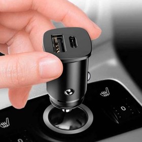 تصویر شارژر فندکی 30 وات دو پورت باسئوس مدل Baseus Square Metal PPS A+C Car Charger 