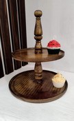 تصویر شیرینی خوری دو طبقه چوبی دسته دار 