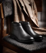 تصویر کفش چرم نیم بوت مردانه برند پاسارگاد زیره تزریق مستقیم پی یو طبی نرم و قابل انعطاف با رویه چرم .سبک و راحت و زیبا 