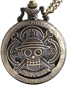تصویر VIGOROSO One Piece Anime Vintage Antique Bronze Steampunk Quartz کیف جیبی جواهر فروشی گردنبند هدیه جعبه 