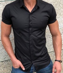 تصویر پیراهن آستین کوتاه مشکی Short Sleeve Black Cotton Cotton Fabric