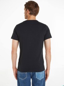 تصویر تی‌شرت مردانه یقه V، مشکی برند Tommy Hilfiger Men's V-Neck T-Shirt, Black