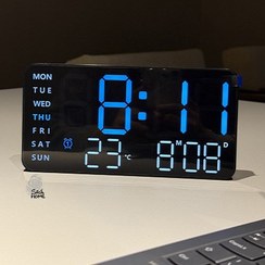 تصویر ساعت دیجیتال رومیزی و دیواری مدل 6659 با دماسنج و تقویم 