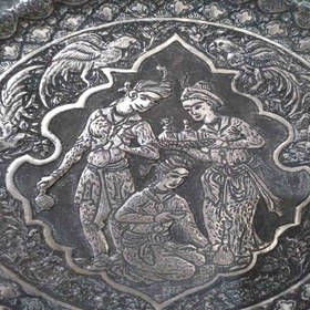 تصویر بشقاب قلمزنی طرح هییتی کوچک 