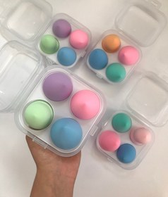 تصویر باکس پک ۴ عددی بیوتی بلندر رنگی Box pack of 4 colored beauty blenders