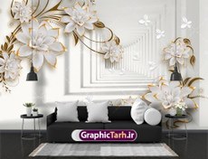 تصویر طرح پوستر دیواری گل سه بعدی 