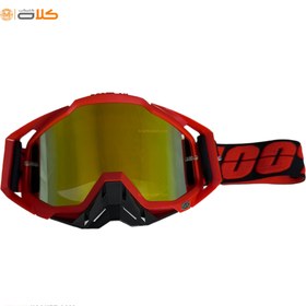 تصویر عینک موتور سواری کراسی قرمز | برند 100% کد 15 red motorcycle riding glasses 100% code 15