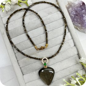 تصویر گردنبند آبسیدین طلایی 