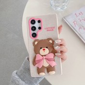 تصویر خرس پاپیون صورتی اندروید مناسب برای گوشی موبایل سامسونگ A15 