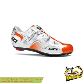 تصویر کفش دوچرخه سواری کورسی جاده سی دی ایتالیا مدل کاوس سفید نارنجی SIDI On Road Shoes Italy Ckaos 