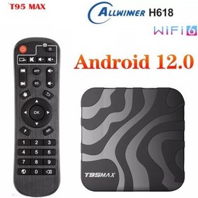 تصویر اندروید باکس T95 Max با CPU Allwinner H618 و حافظه داخلی 16 و رم 2 