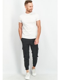 تصویر شلوار جگر مردانه با فیت لوک و بند کشی، راه‌راه، مشکی برند jack & jones Men Luke Fit Stripe Drawstring Jogger Pants, Black