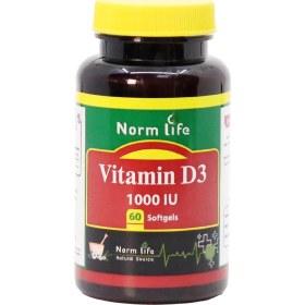 تصویر سافت ژل ویتامین D3 1000 واحد نورم لایف 60 عدد Norm Life Vitamin D3 1000 IU 60 Softgels