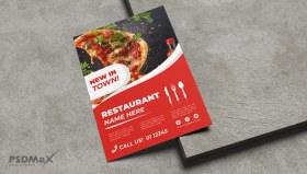 تصویر تراکت لایه باز فست فود با تم قرمز 