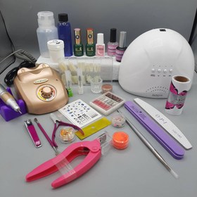 تصویر پک کامل لوازم کاشت ناخن پودر 