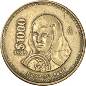 تصویر سکه مکزیک 1000 پزو مکزیک 1989 
