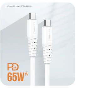 تصویر کابل USB-C رسی مدل RTC-P09CC یک و نیم متری Recci Data Cable Silicon USB-C150cm 65W PD RTC-P09CC