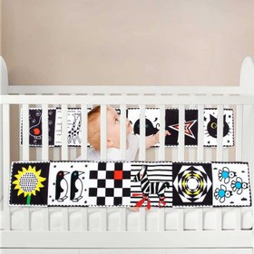 تصویر کتاب پارچه ای سیاه و سفید نوزادی(خارجی) از بدو تولد تا 6 ماهگی 