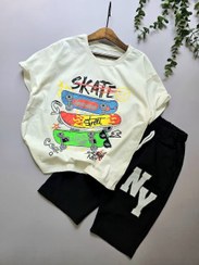 تصویر تیشرت با شلوارک اسکیت 